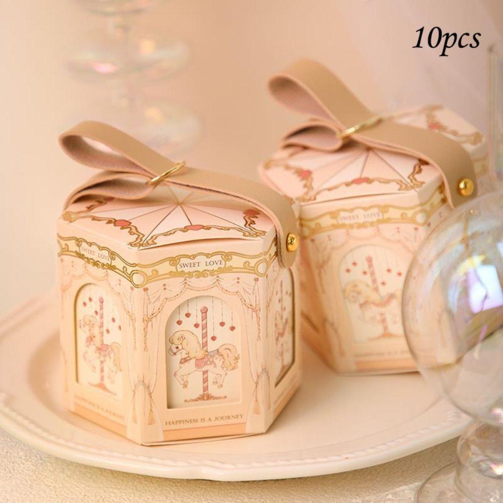 

10 шт. Коробка для подарков в виде карусели на детский праздник, Свадебная упаковка для конфет, Милая подарочная коробка-карусель, Угощение для детей шампанского