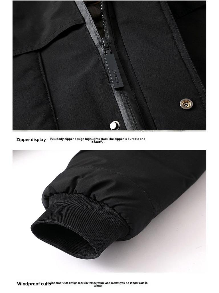 Męski Pluszowy Pogrubiony Płaszcz Zimowy Bawełniany Business Casual - Ciepła Kurtka dla Mężczyzn w Średnim Wieku