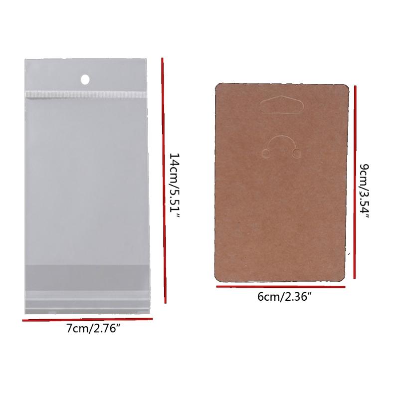 100pcs 6x9cm Keychain Packing Cards Kraft Paper Card with Bags for Keychain Display Cardboard Keyring Retail Prices Tags