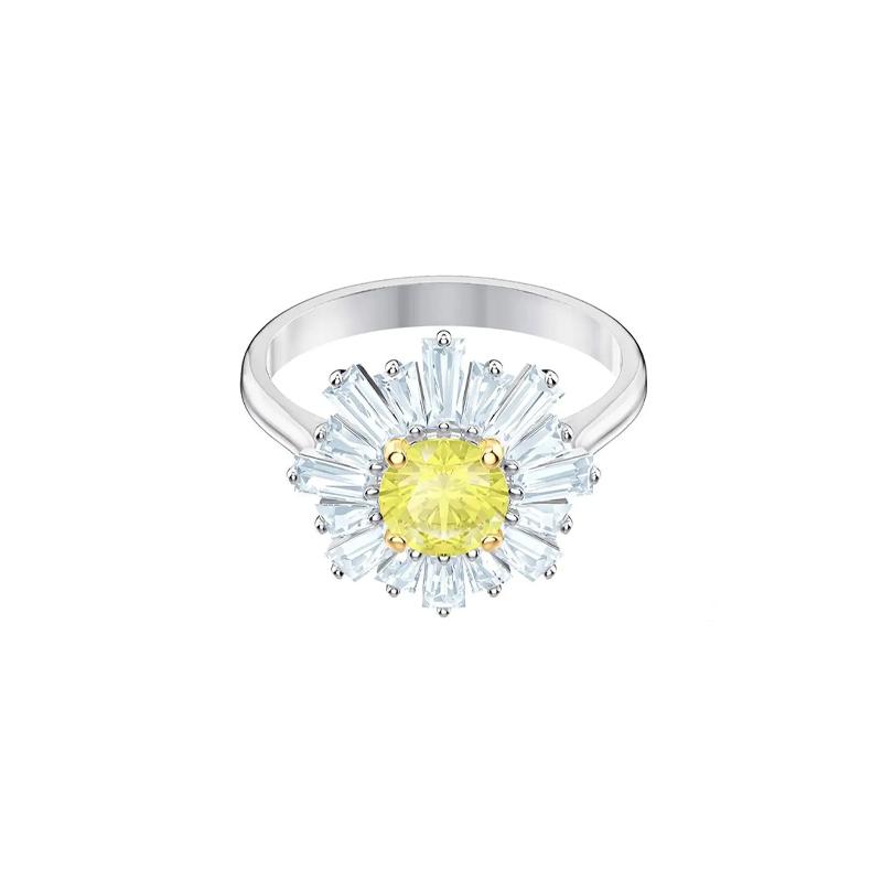 Swarovski Sunshine Sun Shape Rhodium Plated Ring Women s Silver 5472481