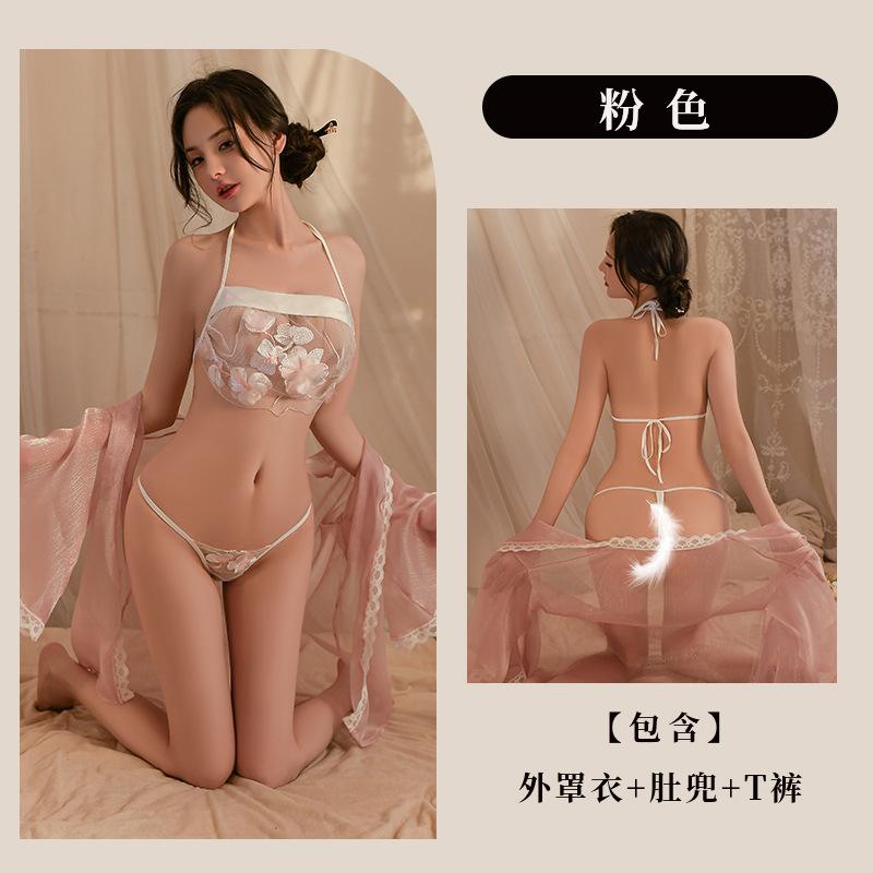 Fan Lei, sexy underwear court retro belly pocket seduces Hanfu embroidered perspective uniform 722