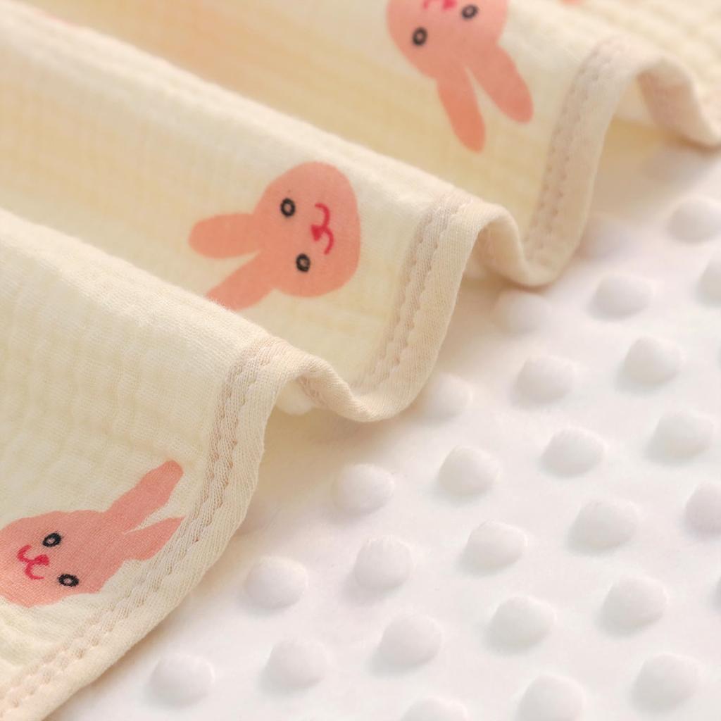 Mjukt Minky-prickigt Dubbelvävt Babyullstyg med Gasväv på Framsidan och Konvexa Baby Lämpligt för Affärer en Filt, Filt, 115X100CM, Baksida, Ludd,