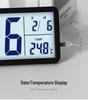 Nordic Large Digital Wall Clock with Temperature/Humidity Display, Silent Operation, and LCD Night Light