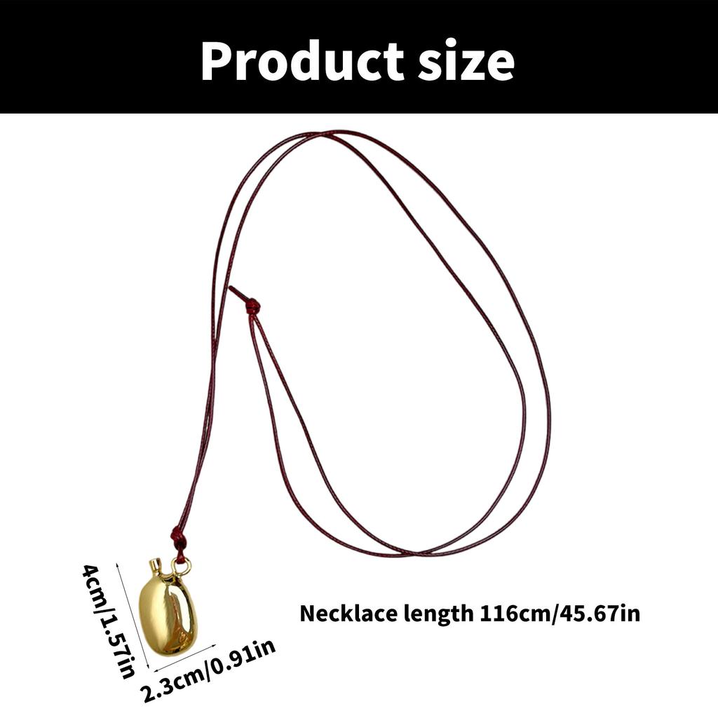 Leather Rope Wine Vessel Necklace Leather Rope Sweater Chain Ornament with Metal Wine Pot Pendant for Trendsetters