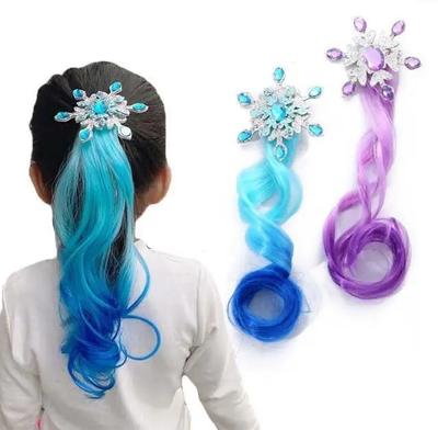 Fermagli per capelli con parrucca a fiocco di neve sfumato per ragazze, graziose forcine per capelli da principessa, fermagli per capelli con fiocco di neve, accessori per capelli Anime Elsa