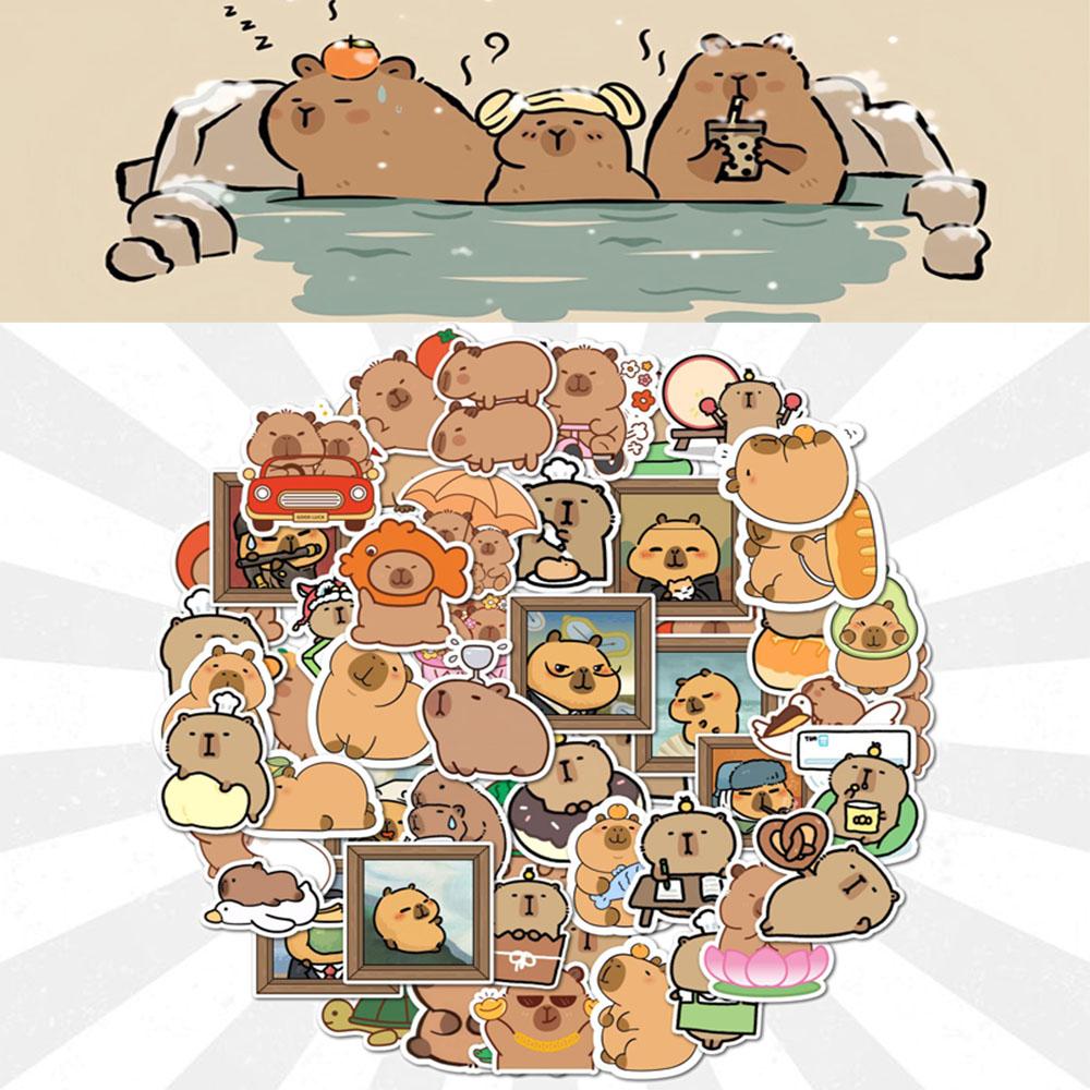 50/100/200 Cute cartoon capybara stickers adorable animal decals and stickers for toys such as laptops suitcases diaries and car graffiti