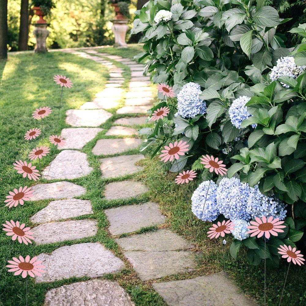 10pcs Crafts Metal Decorative Garden Stakes Colorful Creative Garden Pile Art Garden Floor Plugs Courtyard