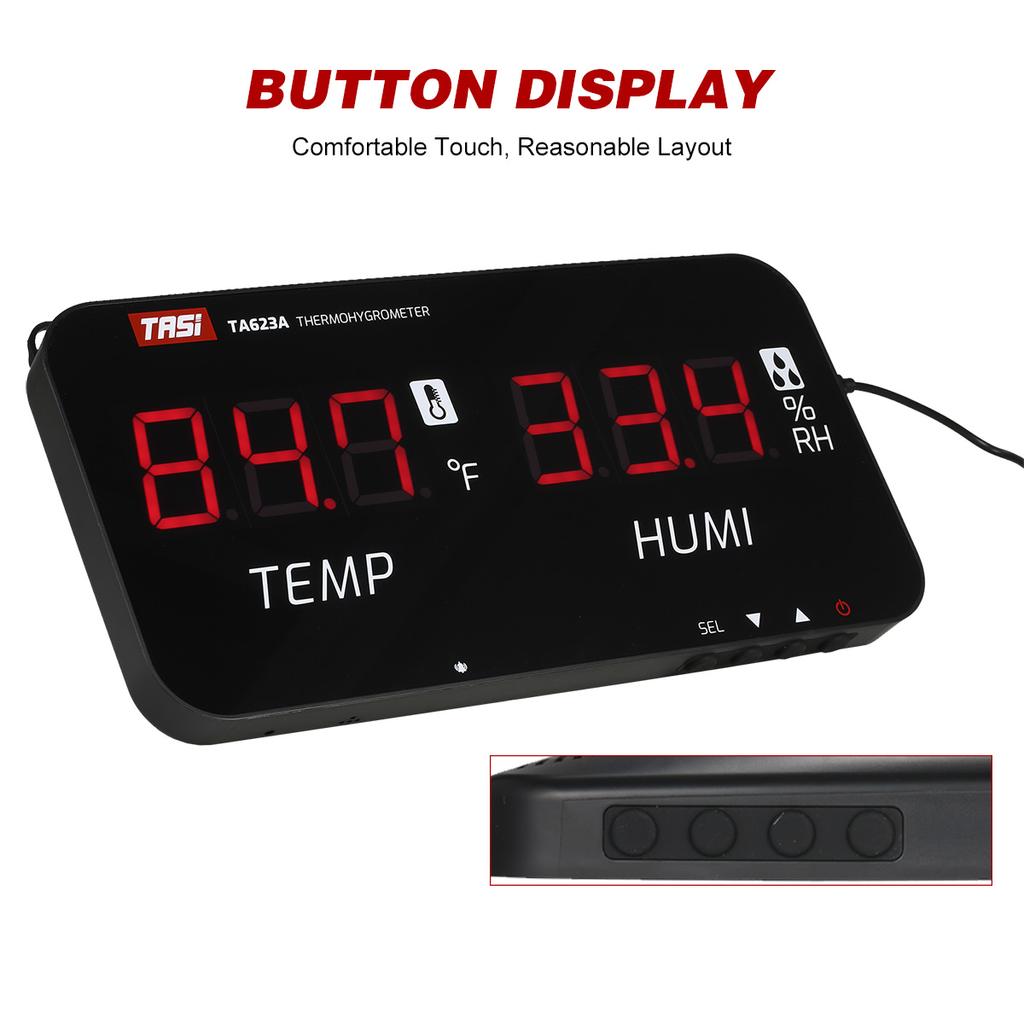 Intelligent Temperature Humidity Meter with LED Digital Display Screen Wall Mounted Digital Thermometer Hygrometer