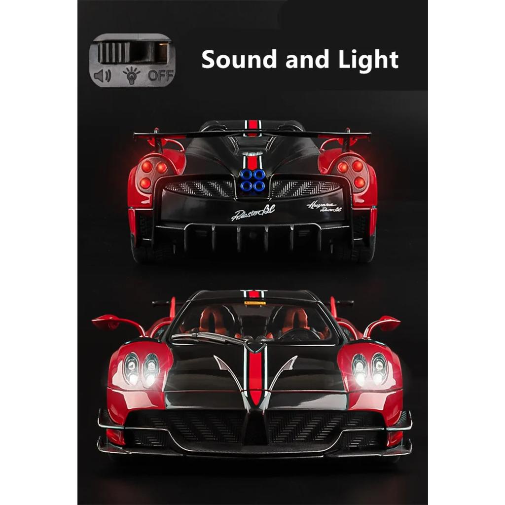 1/18 Pagani Huayra BC Alloy Sports Model Diecast Metal Racing Car Vehicles Model Simulation Sound Light Collection Kids Toy Gift