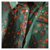 Vintage Floral Print Women's Shirt Summer Fashion Short Sleeve Pocket Loose Casual Blouse Comfortable Soft Thin Daily