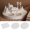 Flexible Silicone Mold Set for DIY Street Scene Candle Holders and Night Lights with Trees and Houses Designs