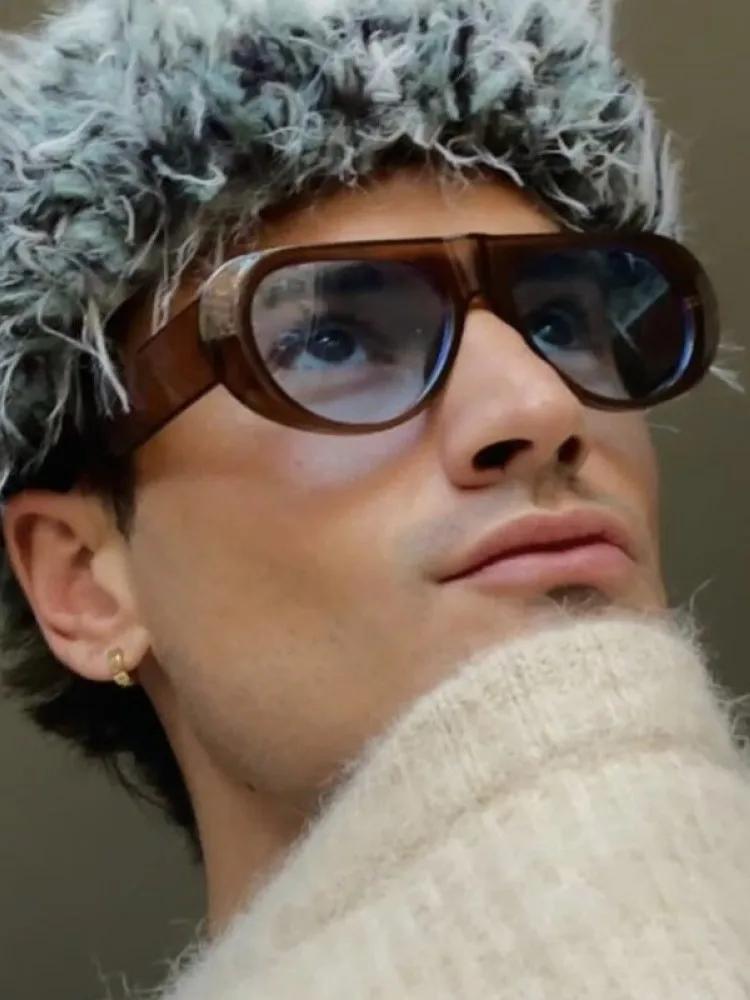 Retro Large Sunglasses For Women Fashionable Wide Legs New Large Frame Sunglasses Gradient Color Personalized Glasses Goggles