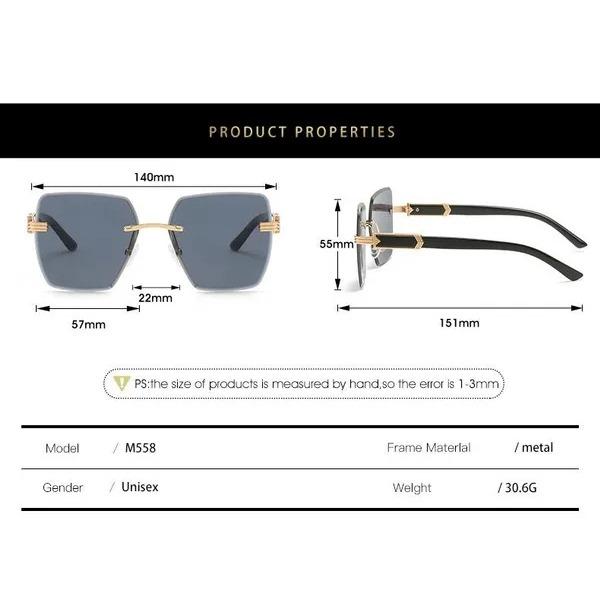 Oversized Rimless Sunglasses for Women Geometric Diamond Cutting Gradient Lens UV Protection Fashion Shades Trendy