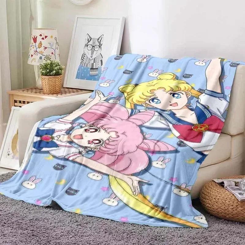Anime Kawaii Sailor Moon Zuhause Cartoon Bedruckte Decke Picknickdecke Warmer Flanell Weich und Bequem Zuhause Reisen Geburtstagsgeschenk
