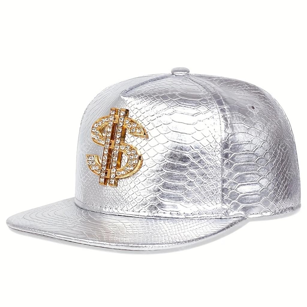 Unisex S Label Python Patterned Leather Hip-hop Hats Spring Autumn Outdoor Adjustable Casual Baseball Caps Sunscreen Hat