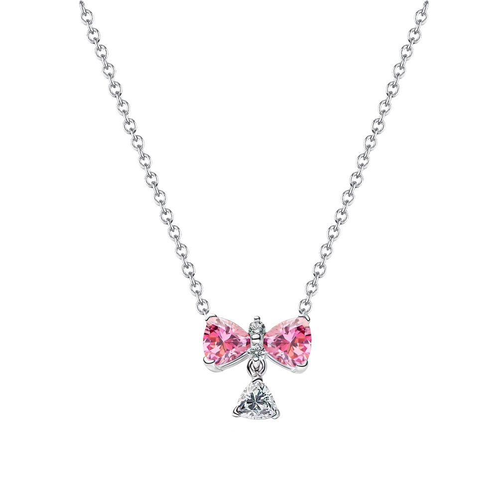 New S925 Silver Romantic Floral Lucky Clover Bowknot Gemstone Ring Stud Earring Necklace Bracelet Inlaid Gem Set Fashion Jewelry