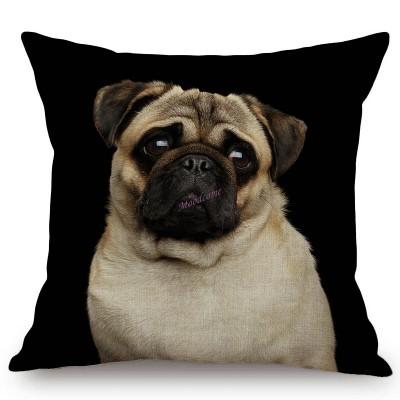 Black Background Dog Puppy Portrait Vizsla Husky Shepherd Shibu Cute Sofa Pillow Case Home Decorative Cotton Linen Cushion Cover