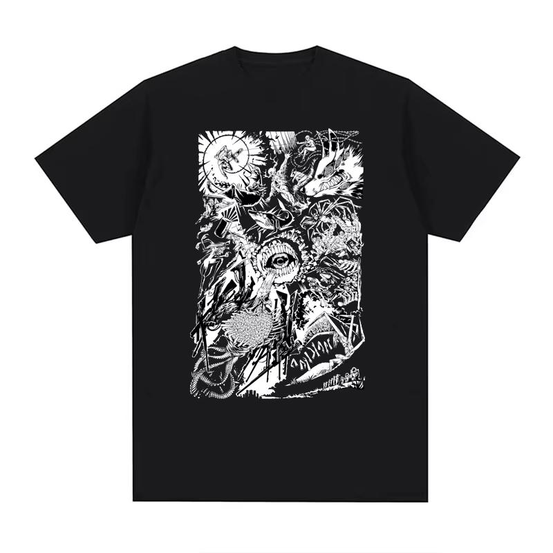 Japanese Anime Chainsaw Man T-shirt 100% Pure Cotton Men's Harajuku Short-sleeved T-shirt Comic Pattern Printed Short-sleeved