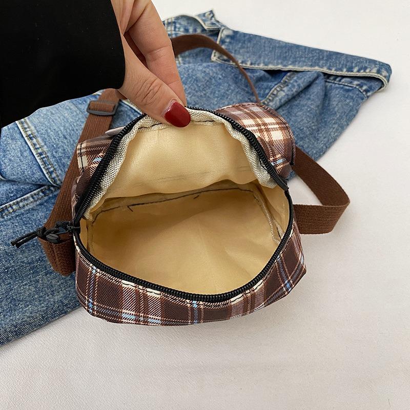 Woolen Plaid Retro Small Square Bag Niche Casual Shoulder Bag Messenger Bag Popular Bag