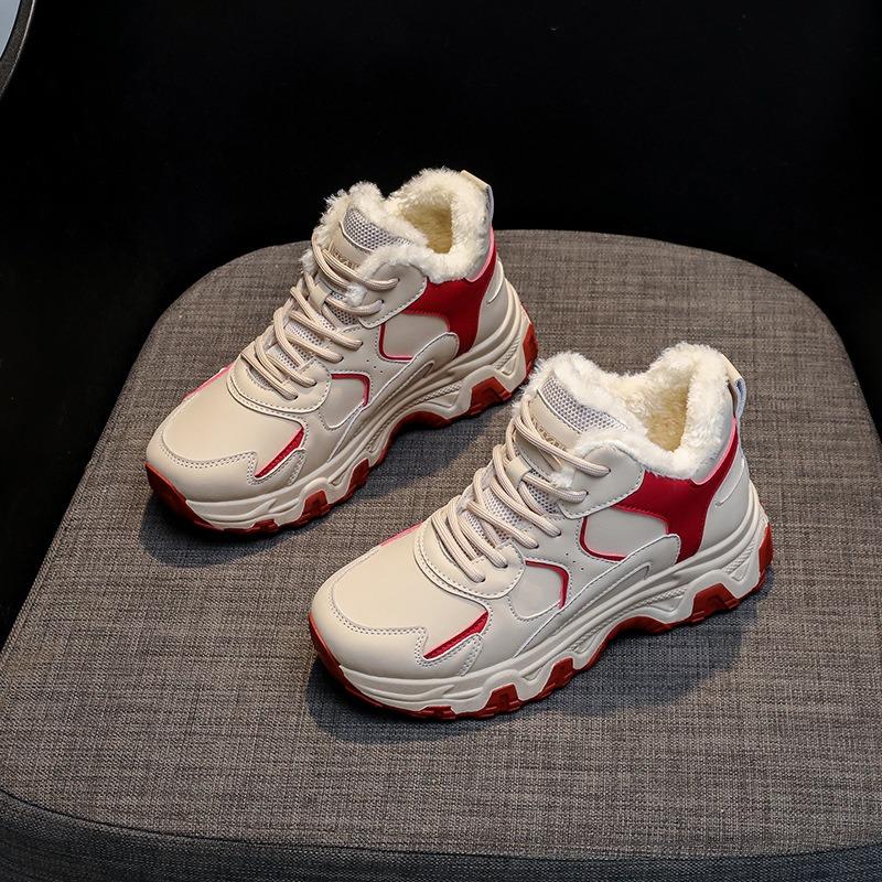 Thick-soled heightening shoes women's new winter warm and versatile sports and leisure shoes