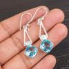 Sky Blue Topaz Gemstone 925 Sterling Silver Jewelry Handmade Hook Earrings 1.90" EE-46-9