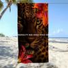Leopard & Tropical Lily Beach Towel Patterned Sunscreen And Windproof Suitable For Swimming Pool Camping Travel