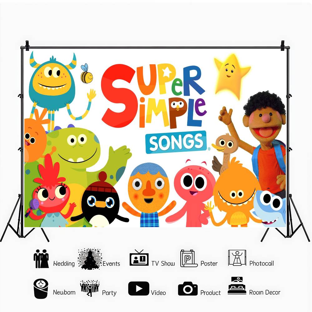 S-Super S-Simple Songs Cartoon Photographic Background, Children's Parties Background, Photo Session Sign