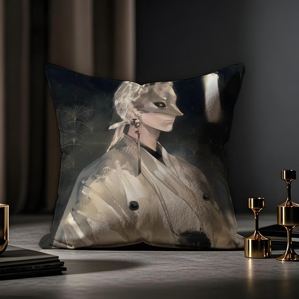 F Silent Hill F Cushion Cover Anti-dustmite Pillowcase Invisible Zipper Silky Short Plush Sofa Cushion Cover