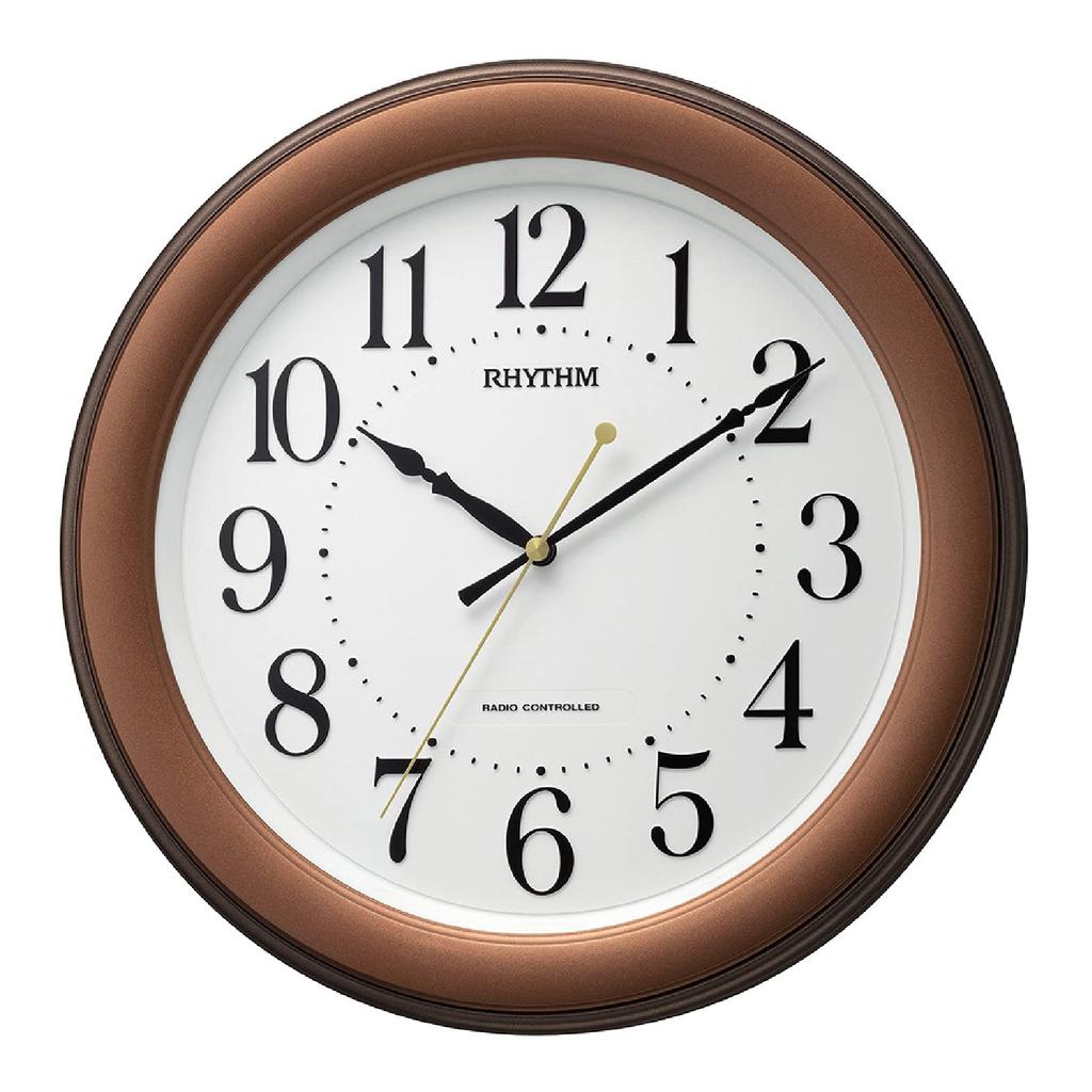 RHYTHM Wanduhr Funkuhr leise Dauersekunde braun 8MY563SR06 Braun 31,4x4,8cm