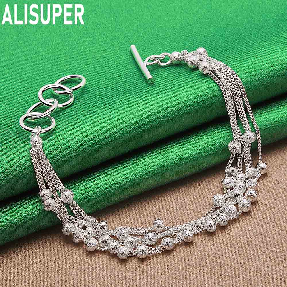 925 Sterling Silver Grape Bundle Side Chain Bracelet Gift Jewelry