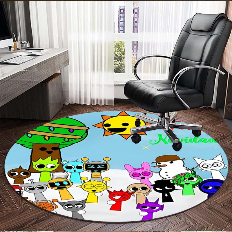 Sprunki Game Print Round Rug, Washable Floor Carpet, For Entryway Dorm Laundry Room Office Study, Home Decor Birthday Christmas Gift