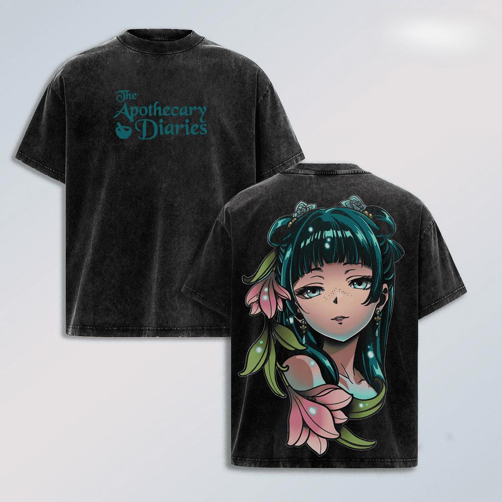 Maomao The Apothecary Diaries T-shirt For Men's Clothing Anime Washed Oversized T Shirt Summer Short Sleeve Cotton Tees Tops