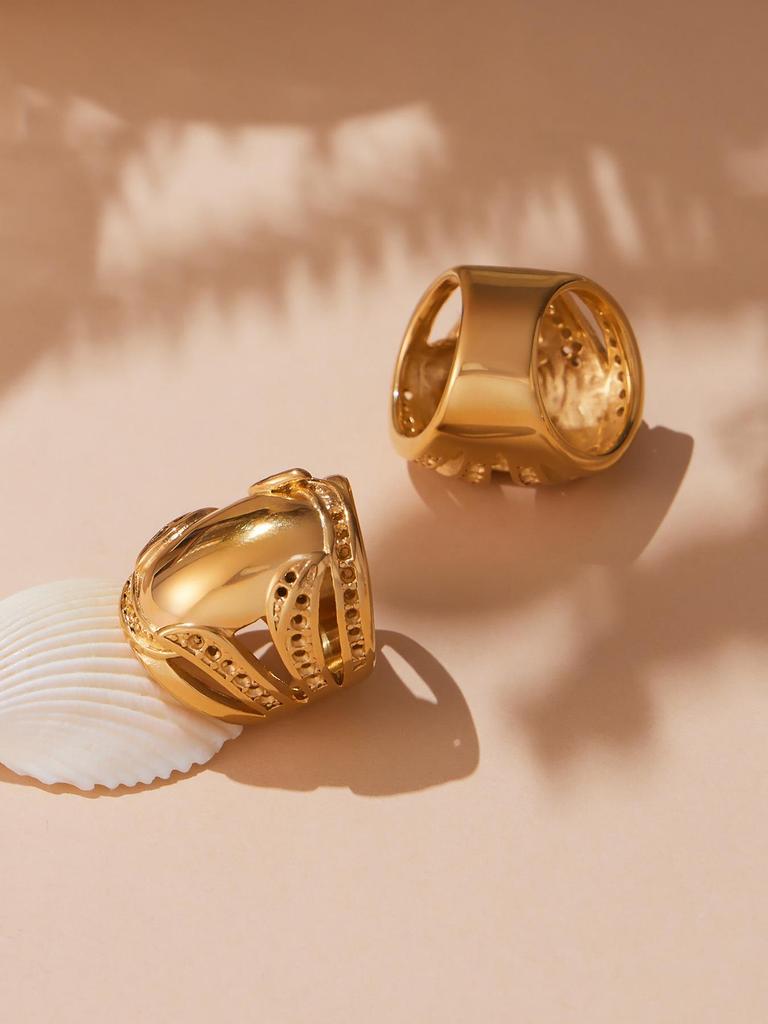 Oumaijia Stal Nierdzewna Pozłacana 18k Pierścień Ochraniacz Kciuka