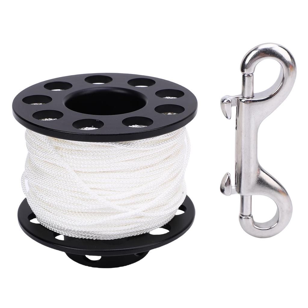 Scuba Diving Finger Spool Reel with 131.2ft White Line 90mm Double End Clamp Compact Dive Reel for Cave Wreck Technical