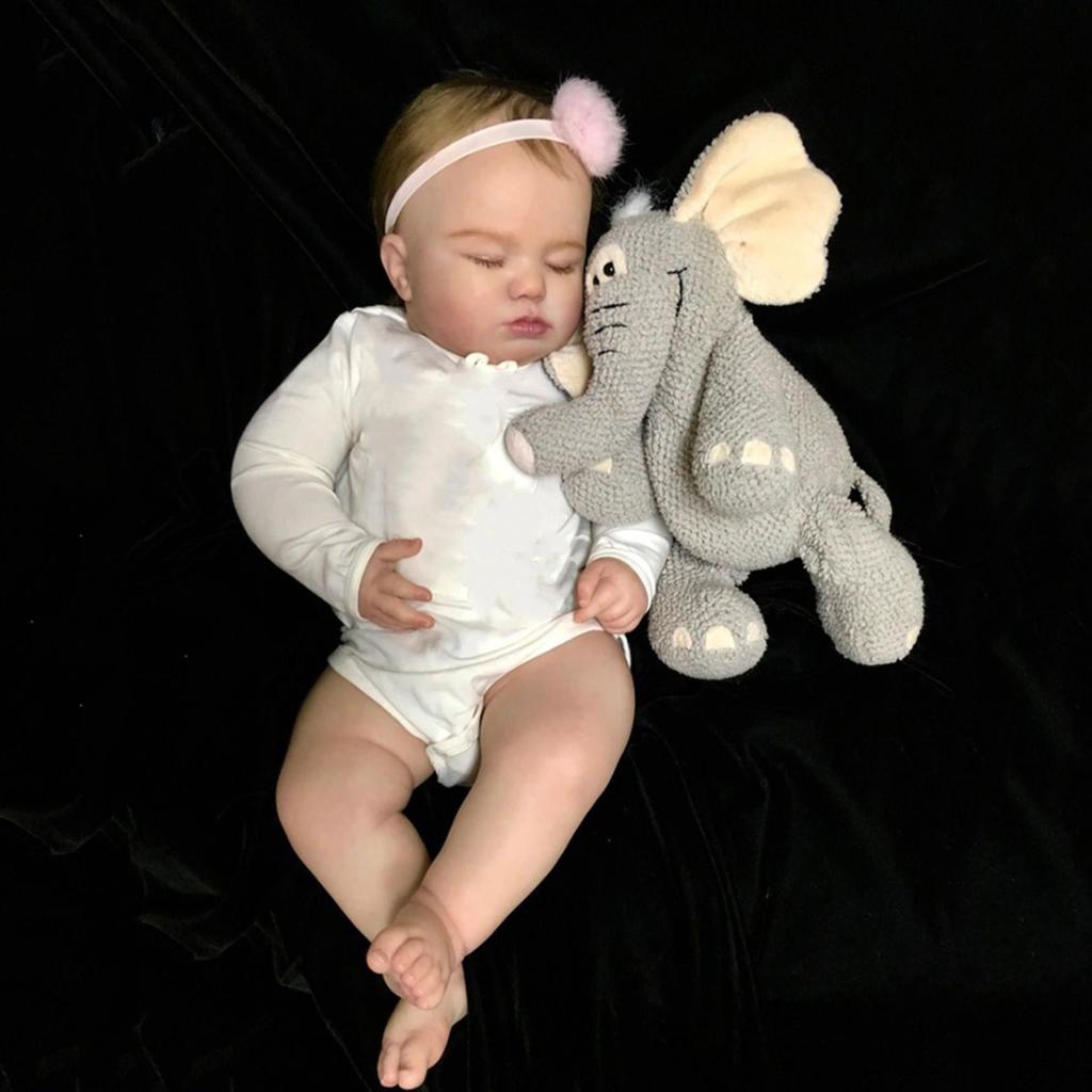 BZDOLL 60 CM Big Size Reborn Sleeping Babies Doll 3D Skin Soft Silicone Reborn Baby Toy for Girl with Vascular Vein, Cloth Body Like Real Art Bebe