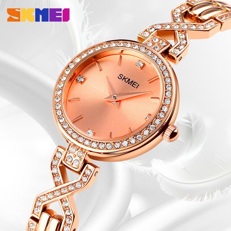 Skmei Quartz Watch with Diamonds Luxury Women's Watch Watch Stainless Steel Gypsy Quartz Watch