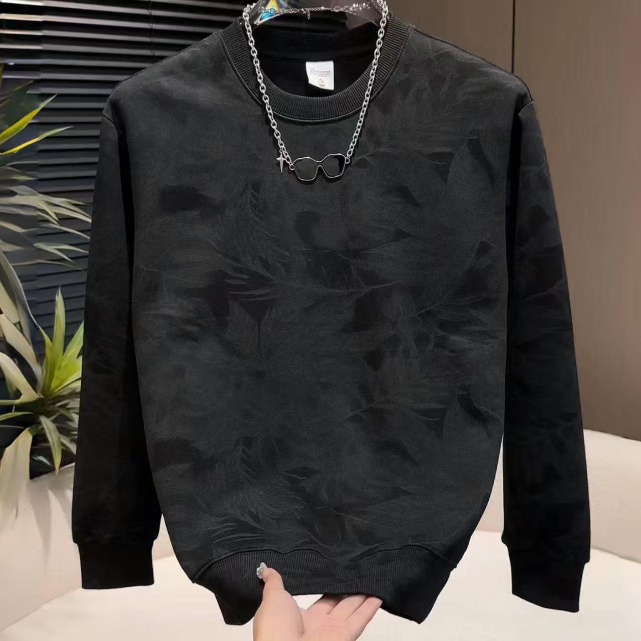 

Men s Korean Style Tie-Dye Hoodie: Spring/Autumn/Winter Long Sleeve T-shirt with Steel Print Design, Round Neck, High Street Trendy Brand. 3XL