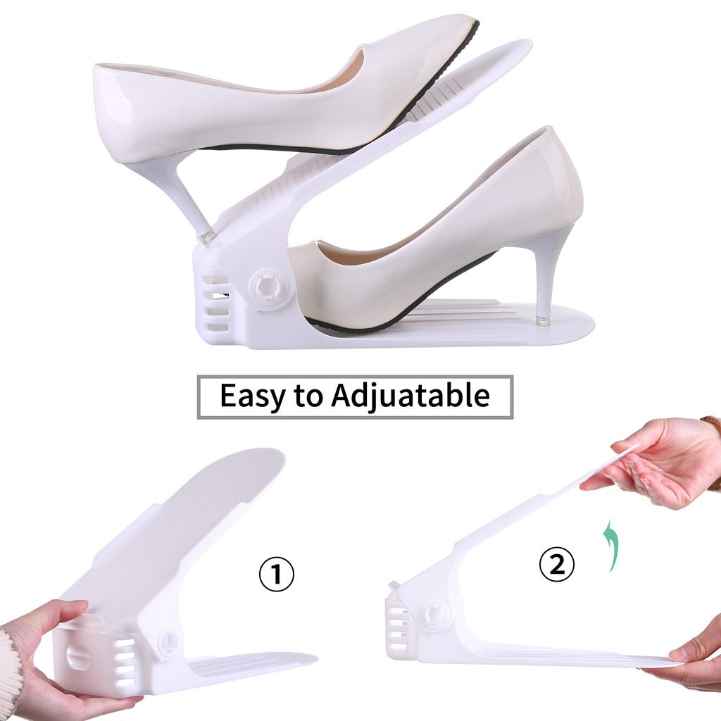 2pcs Adjustable Shoe Organizer Shoe Rack Footwear Support Slot Space Saving Cabinet Closet Stand Shoes Storage Rack