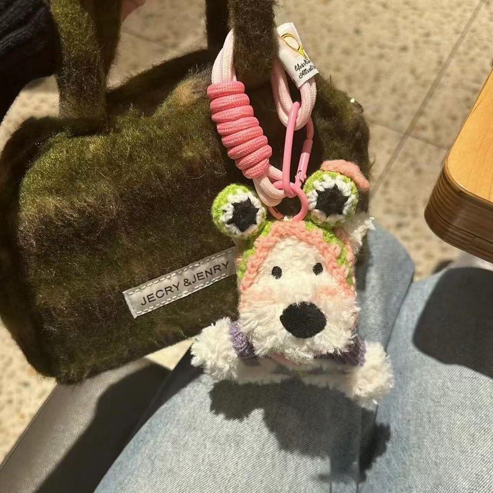 Cute Cartoon West Highland Dog Keychain Stuffed Dolls Hanging Ornament Puppy Pendant Plush Backpack Key Chain Bag Accessories