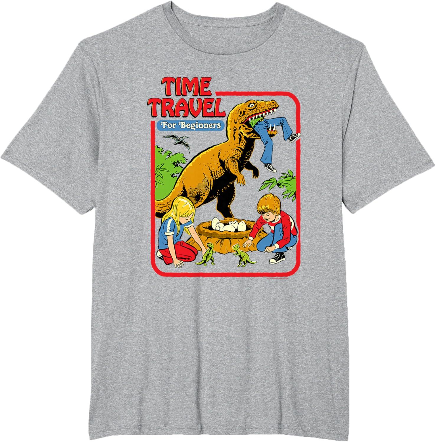

Steven Rhodes Time Travel T-Rex Dinosaur Retro Dark Humor T-Shirt New Spring/Summer Arrivals Regular Fit Casual S разноцветный