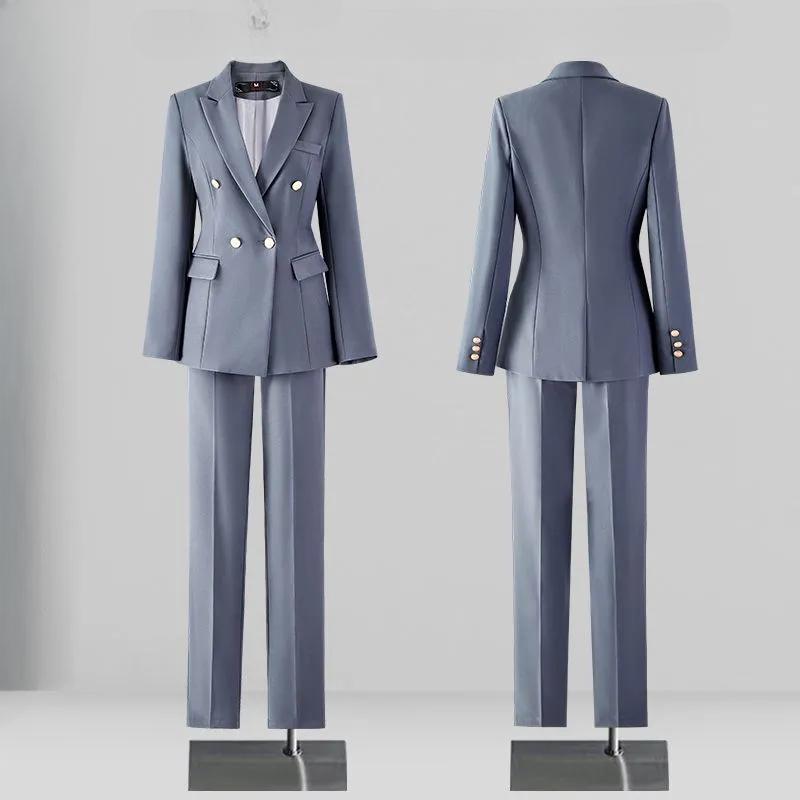 Women's Autumn Stylish Professional Suits: Form-Fitting Blazer & Trouser Sets for Office Ladies' Formal Work Outfits