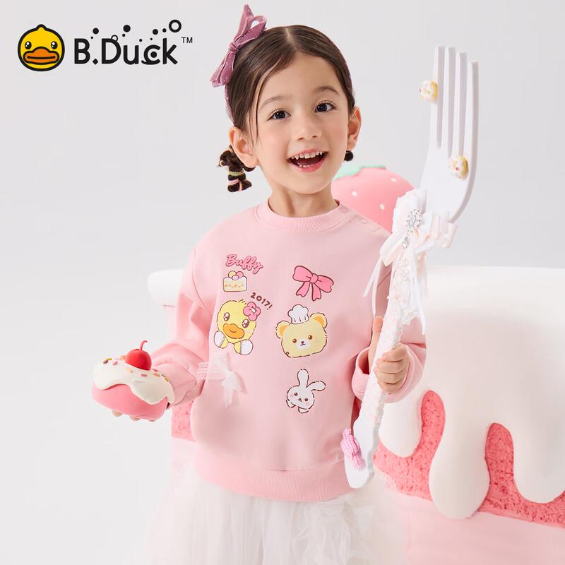 B.Duck Girl's Cartoon Print Long Sleeve Sweatshirt