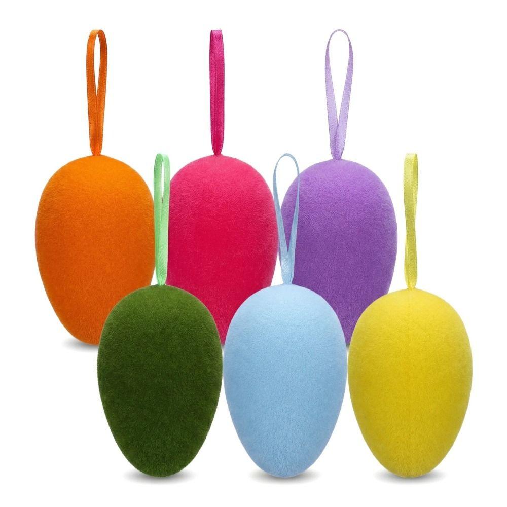 Wielkanocna Ozdoba Jajko z Flokiem Kolorowy Flok Rękodzieło Ręcznie Robione Wystawa Rękodzieła