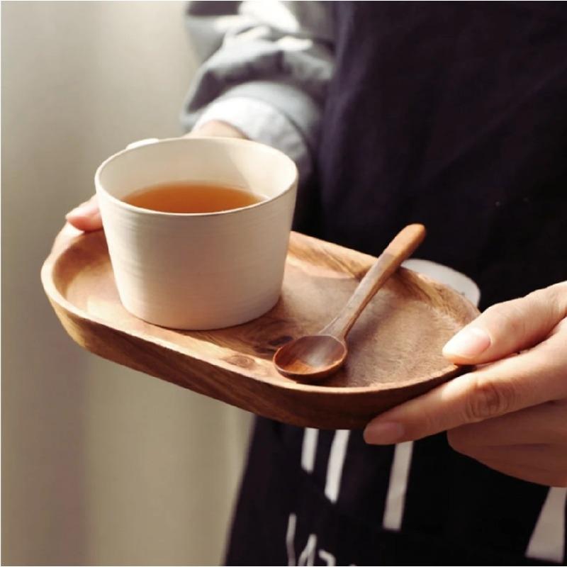Japanese Wooden Serving Tray Oval Solid Wood Tea Coffee Snack Plate Small Exquisite Kitchen Tray