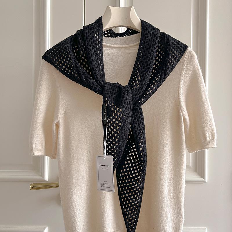 Wool Fashion Hollow Knitted Triangle Scarf Shawl With Women'S Vest Scarf High-End Skirt Waist Scarf Waist Versatile Scarves
