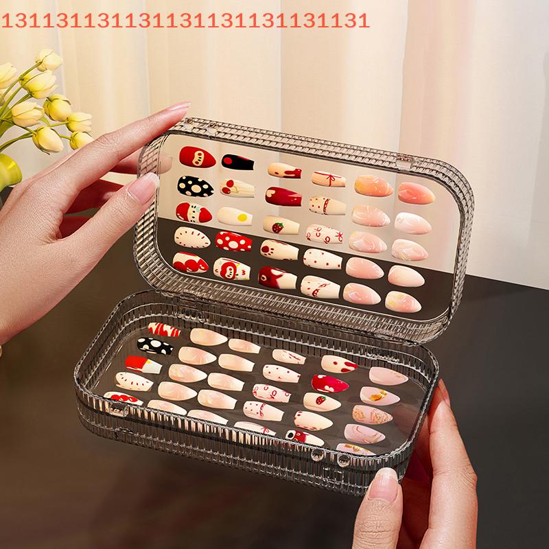 Transparent Plastic Three-Fold Press-On Nail Display Rack Storage Box Organizer for False Nails