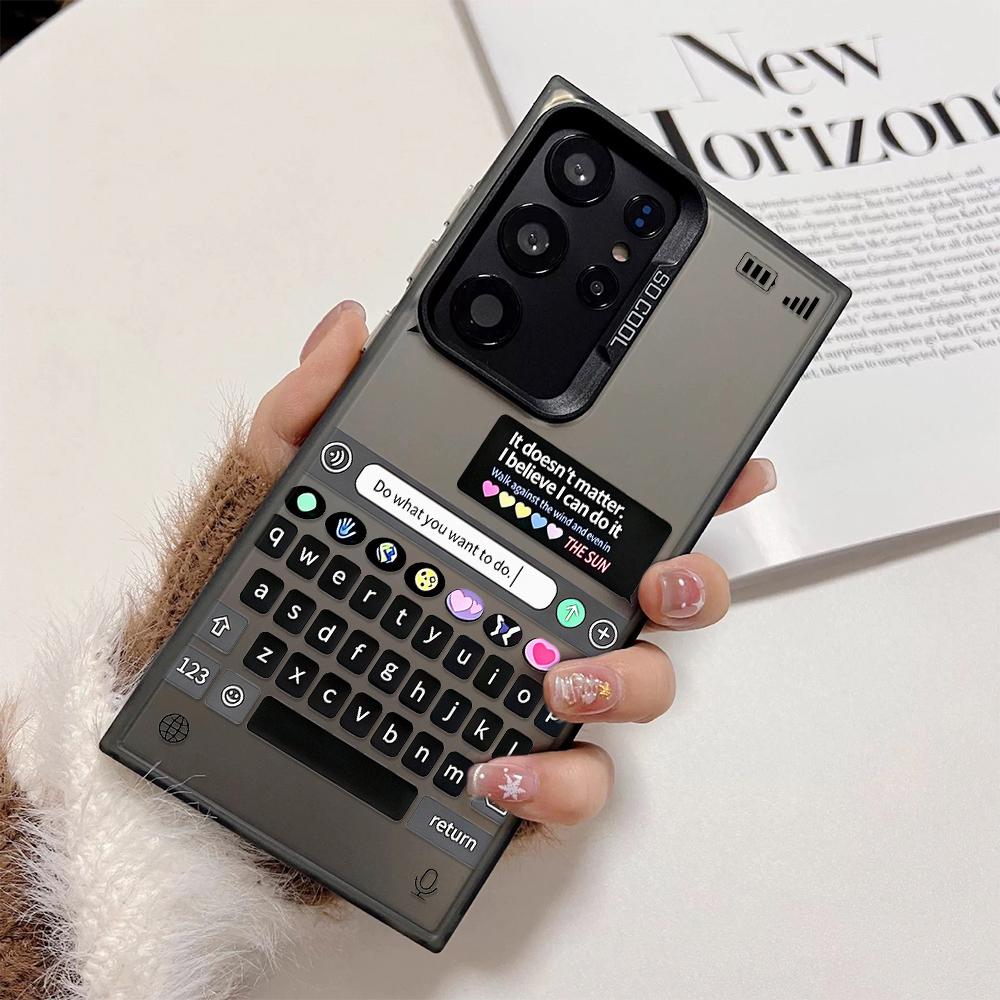 

Emoji Keyboard Phone Case For Samsung Note 20 S20 S21 S22 S23 S24 S25 Ultra Cute Chat Pattern TPU Fashion Protective Cover Galaxy S25 Ultra чорний