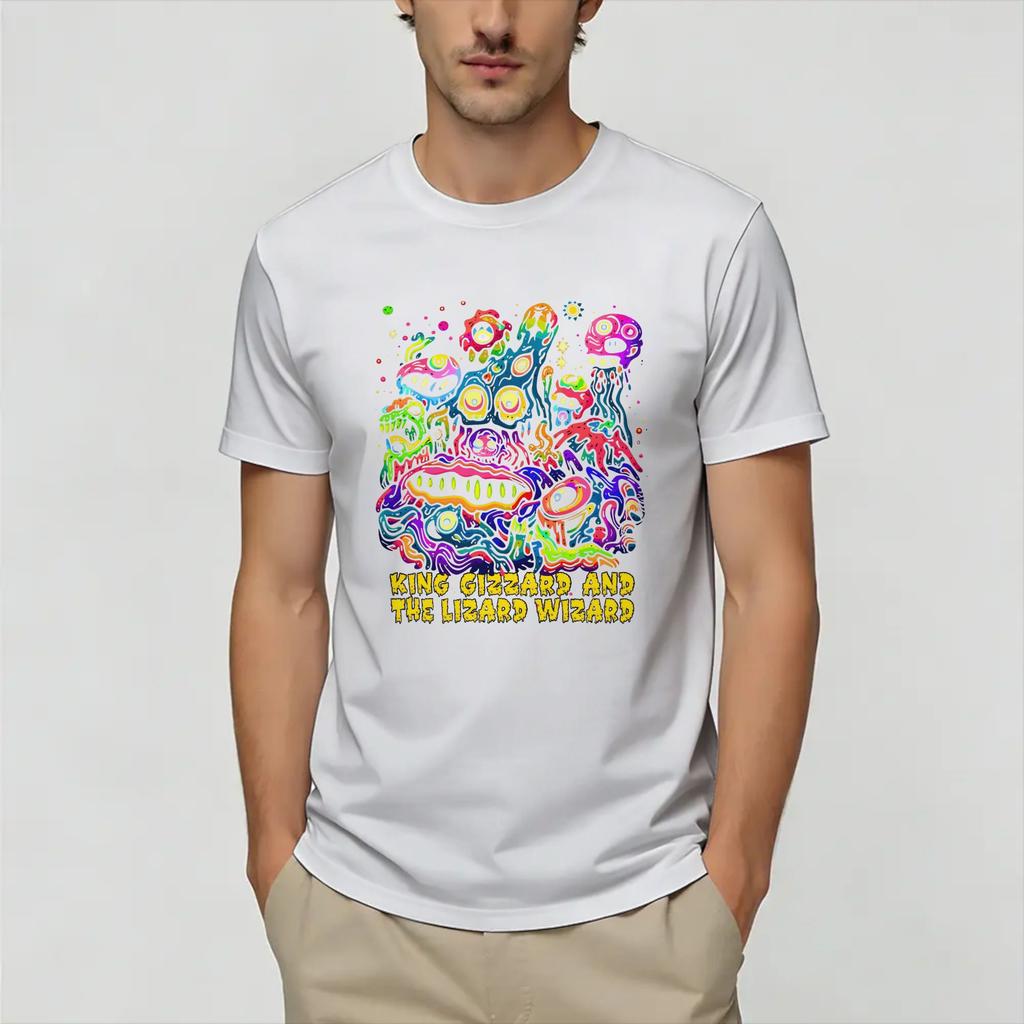 King Gizzard And The Lizard wizard T-Shirt Sommer Freizeit T-Shirts Unisex Baumwolle Rundhals Oberteile Kurzarm Tolles T-Shirt