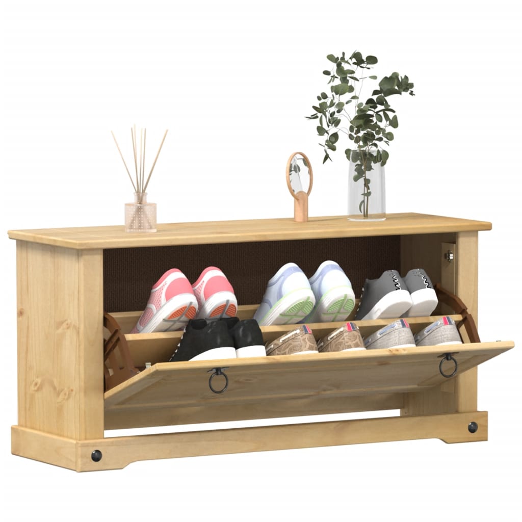 Shoe Cabinet Corona 99 x 32 x 47 cm Solid Pine Wood