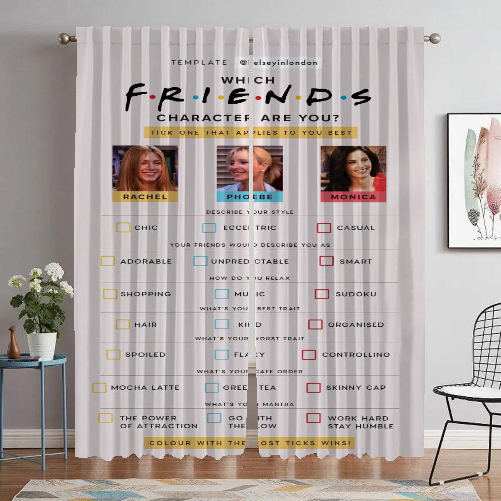 Friends Elegant Room Curtains 2 Pieces Home Interior Curtains for Camera Shades Halloween Decoration Window Curtain Partition